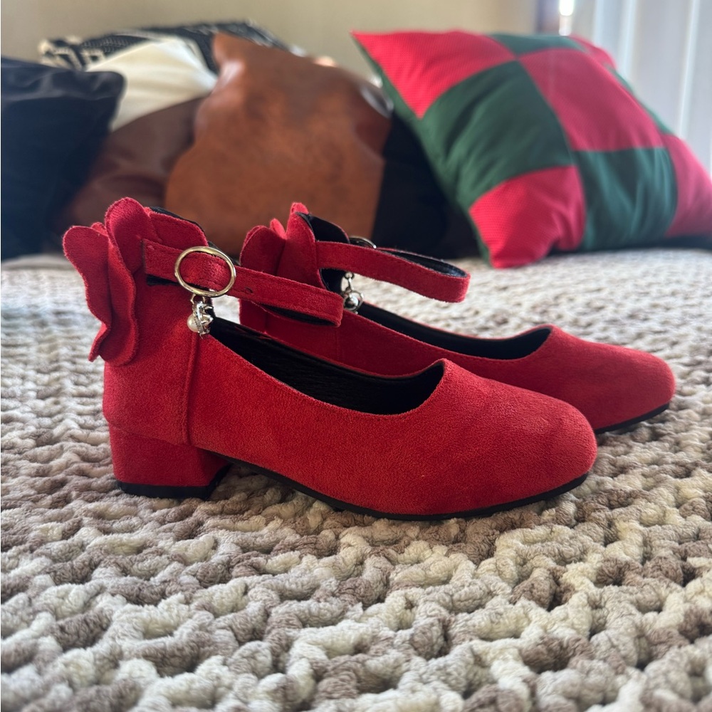 Charming Red Kids Dress Shoes with Ankle Strap